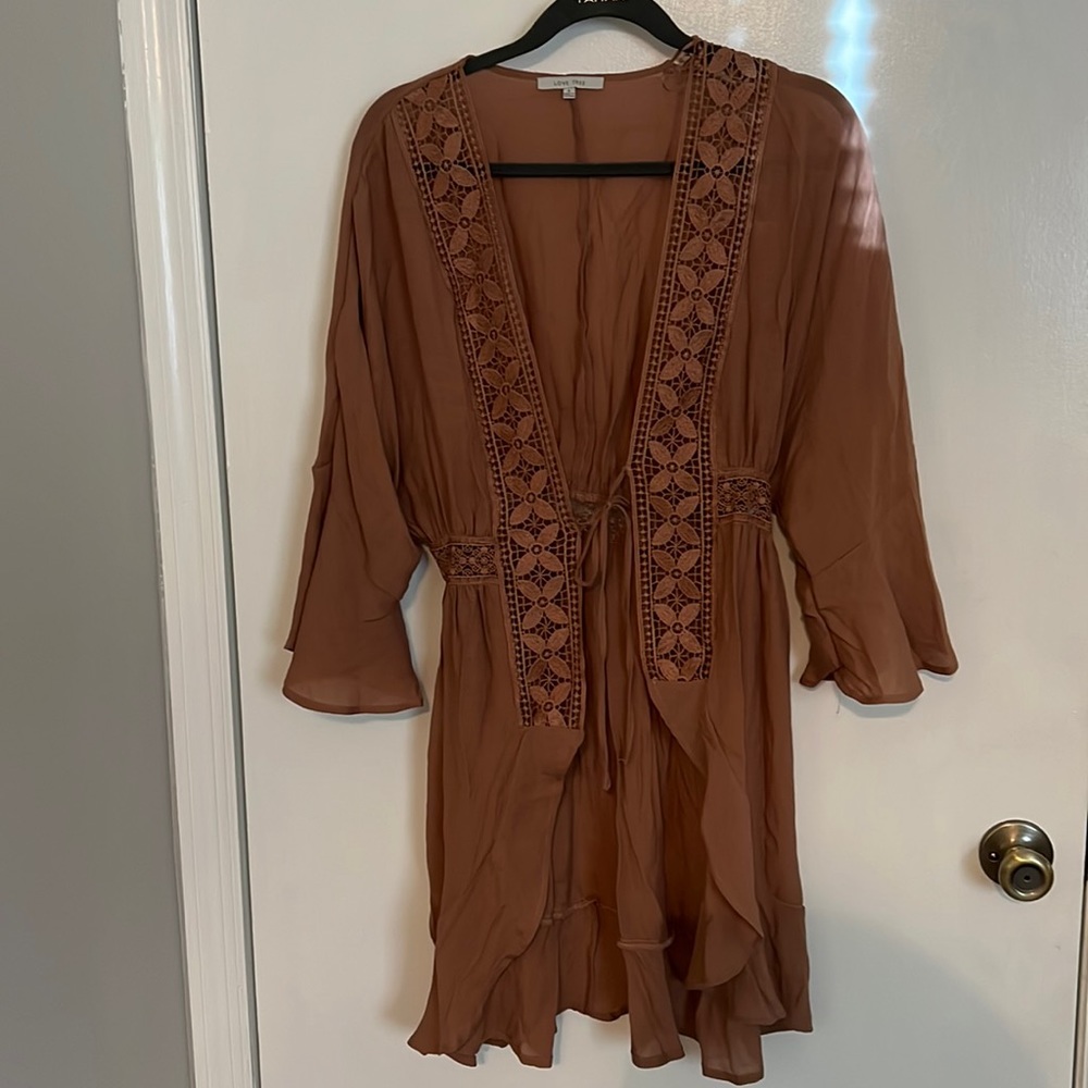 Love Tree Brown Boho Kimono